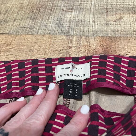 Anthropologie | Women's Retro Graphic Side Zip Stretch Essential Slim Pants Sz 4 - Picture 3 of 6
